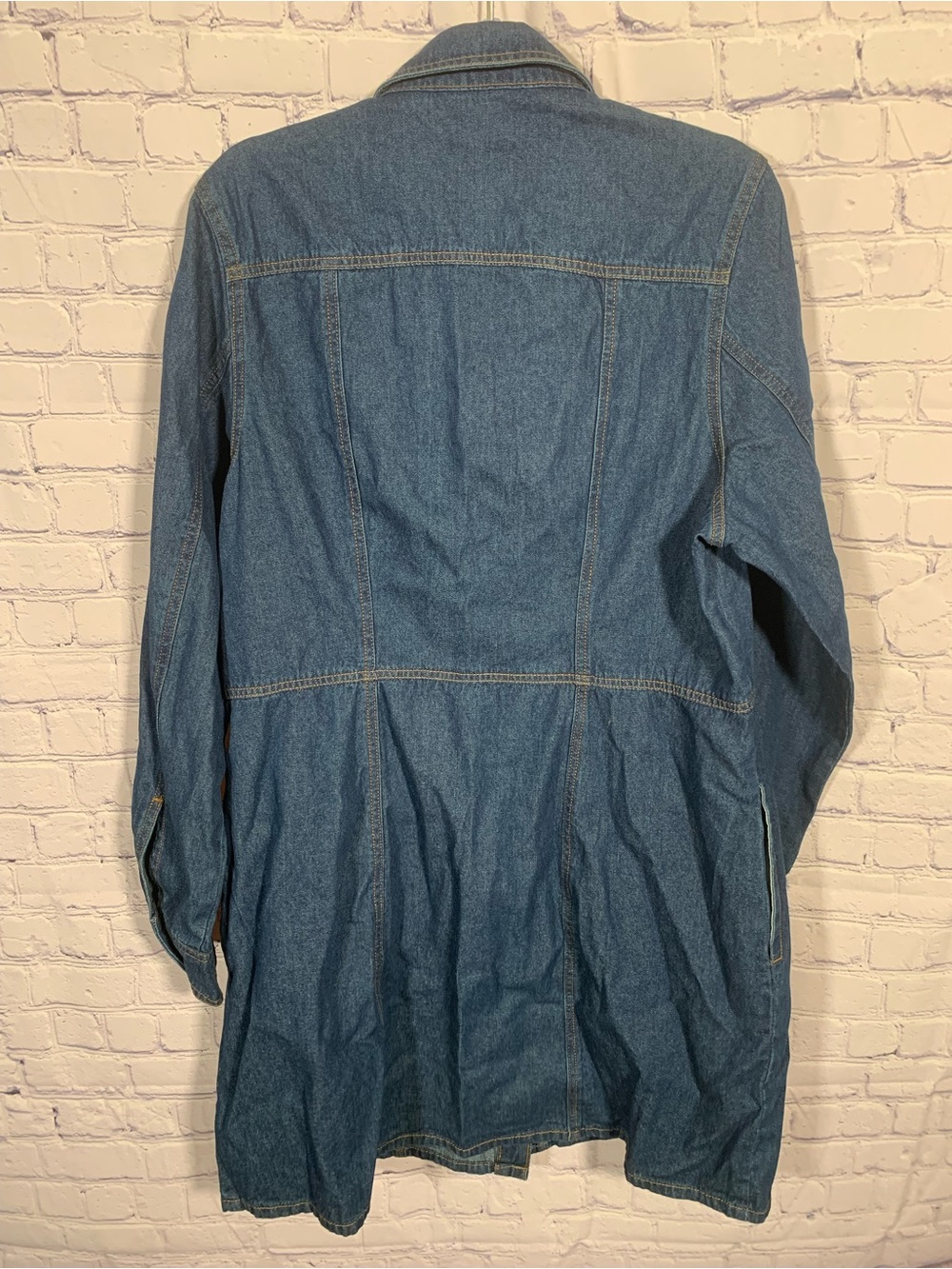 Frye Womens Long Sleeve Denim Mini Dress Button Front Size XL Western Casual - Picture 5 of 7